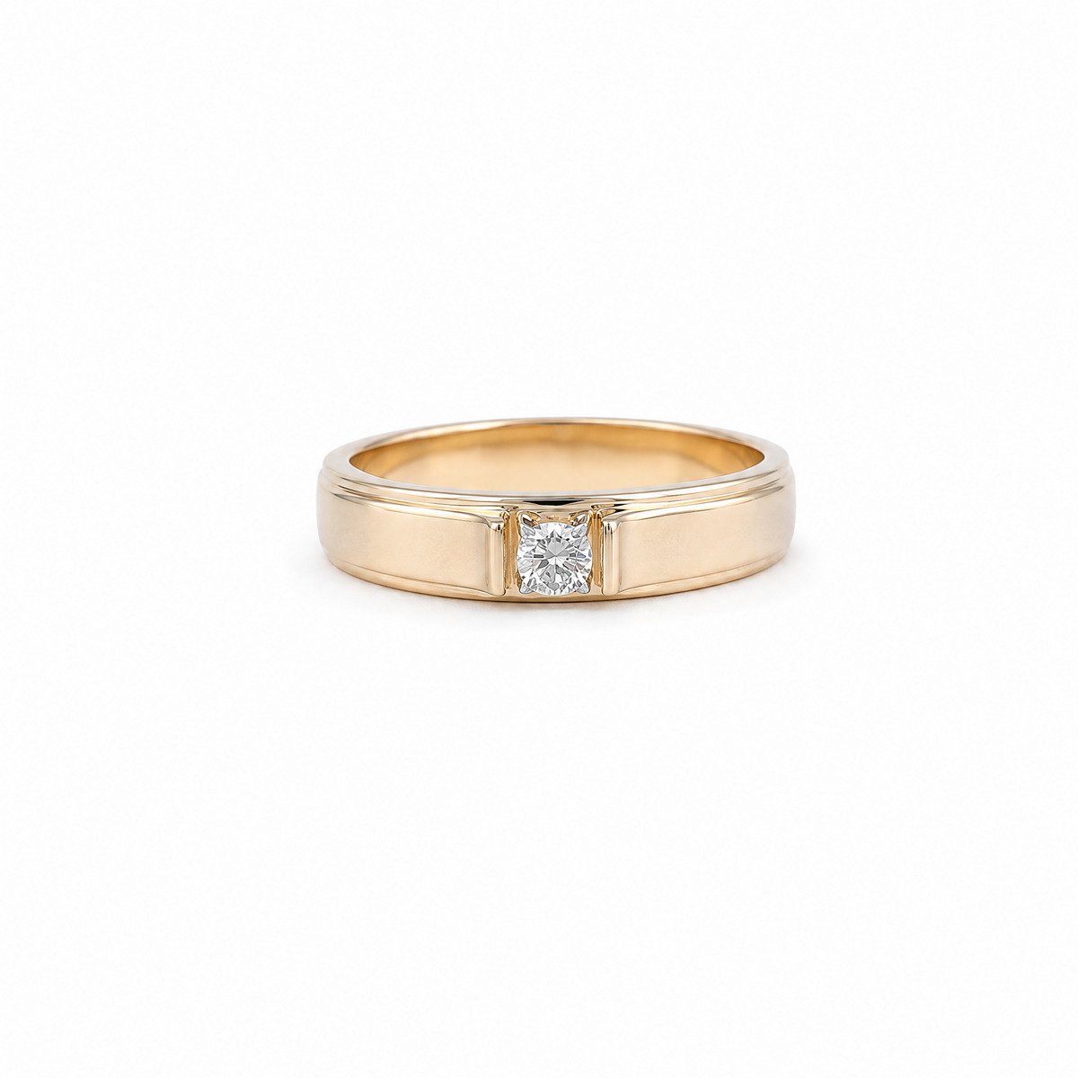 Glaze Solitaire 14KT Gold Diamond Band Ring