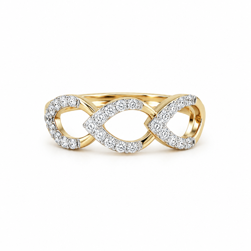 Glinting Leaves 14KT Gold Diamond Ring