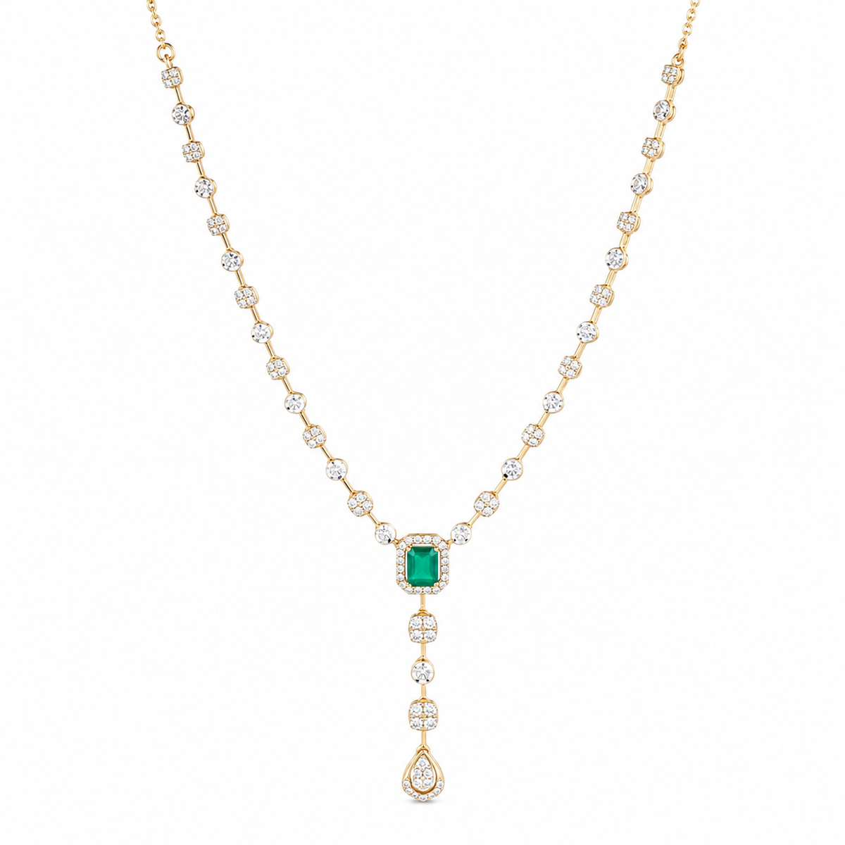 Glittery Beam 14KT Gold Diamond Necklace