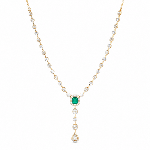 Glittery Beam 14KT Gold Diamond Necklace