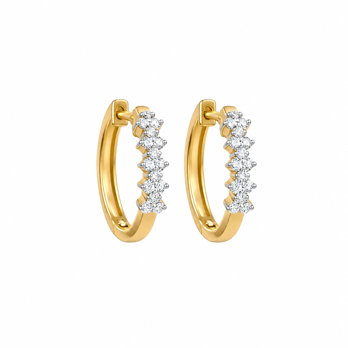 Glittery Dots Lab Grown Diamond Hoop Earrings