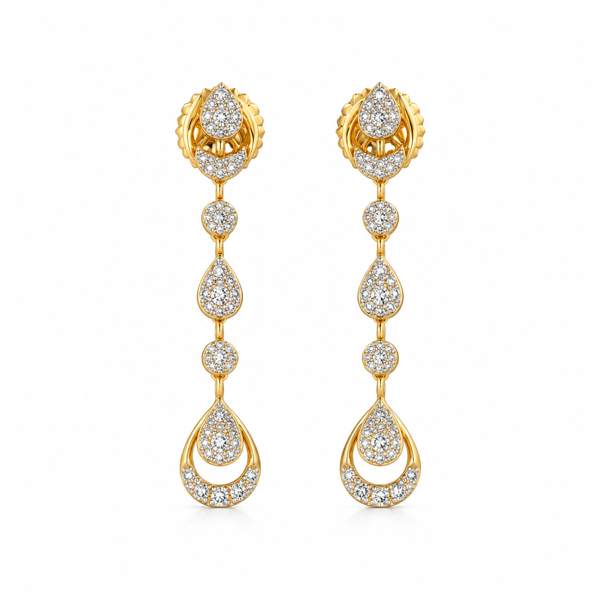 Glorious Drop 14KT Gold Diamond Dangle Earrings
