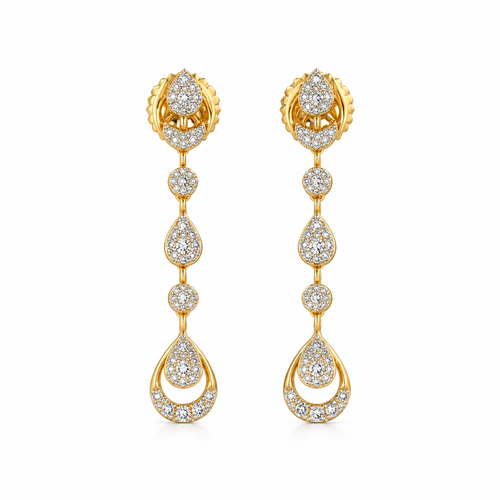 Glorious Drop 14KT Gold Diamond Dangle Earrings