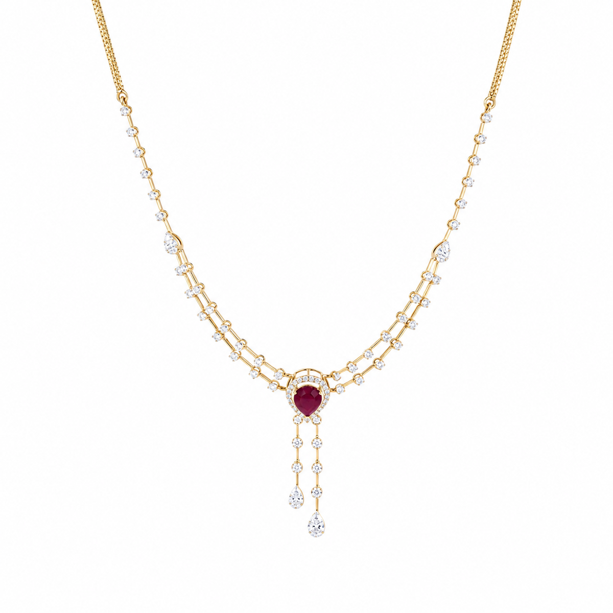 Glow Paisley 14KT Gold Diamond Necklace