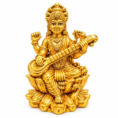 Hollow 22KT Gold Saraswati Idol