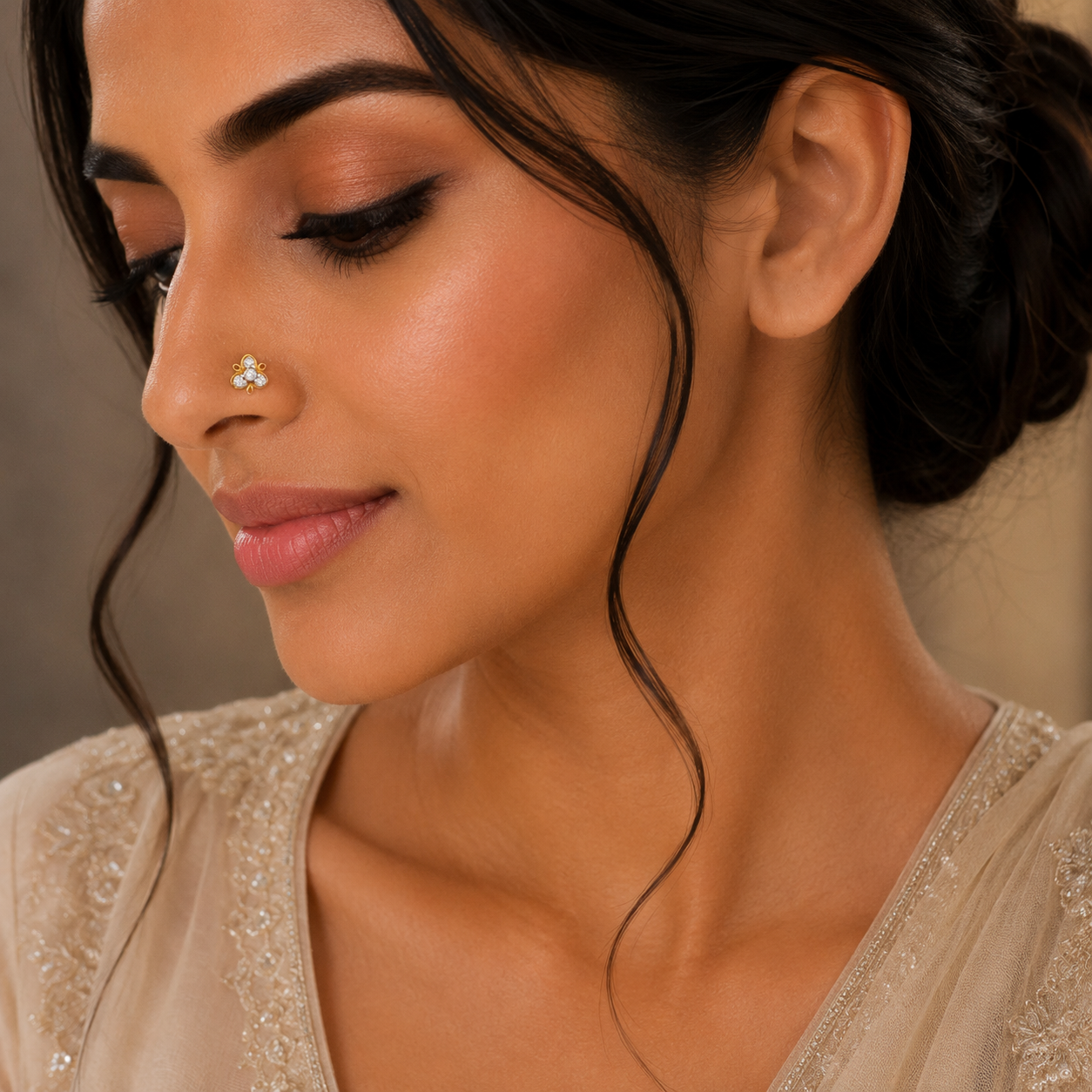 Happy Bloom 18KT Gold Diamond Nose Pin