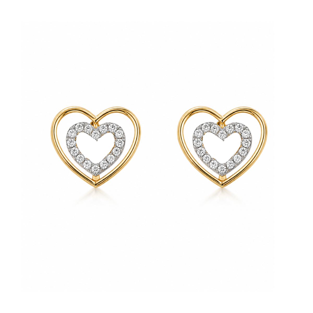 Heart Halo 14KT Gold Diamond Stud Earrings