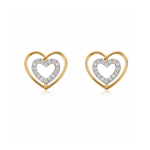 Heart Halo 14KT Gold Diamond Stud Earrings