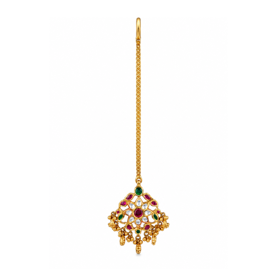 Hemani 22KT Gold Kundan Maang Tikka