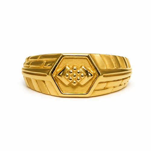 Hexa Crest 22KT Gold Signet Ring