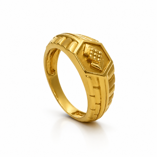 Hexa Crest 22KT Gold Signet Ring