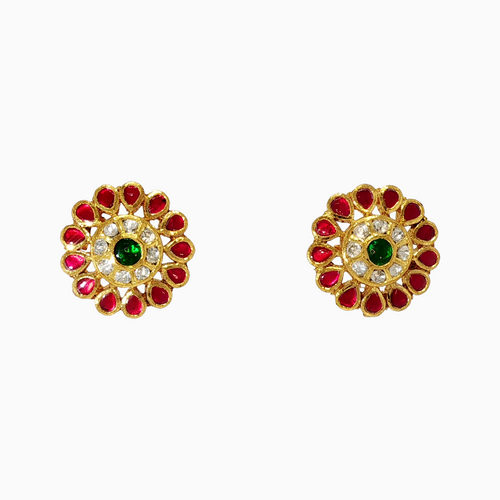 Kairavi 22KT Gold Kundan Stud Earrings