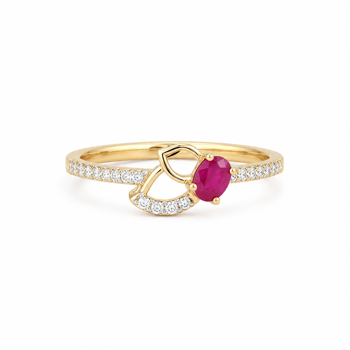 Kira Leaves 14KT Gold Diamond Ring