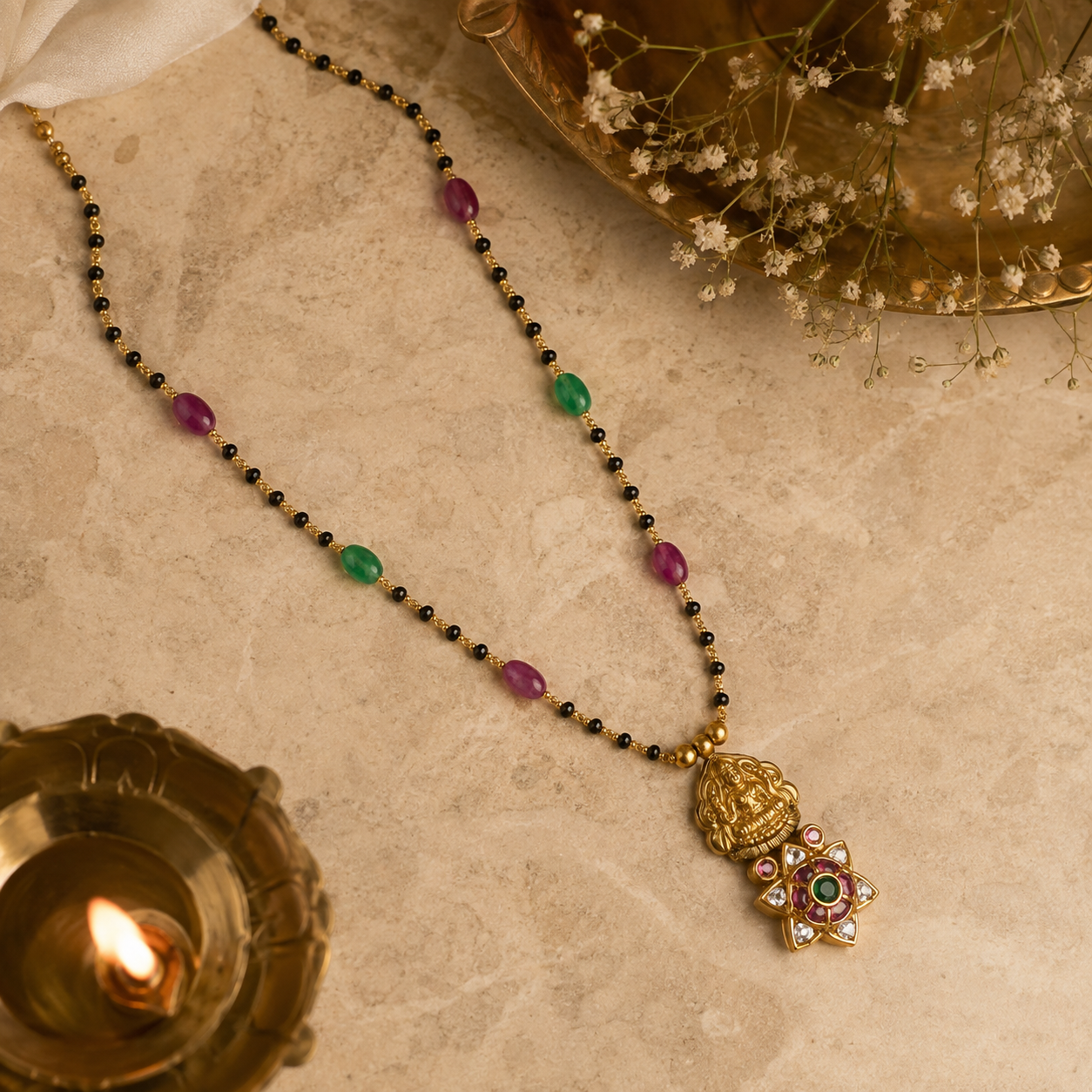 Lakshmi 22KT Gold Kundan Mangalsutra