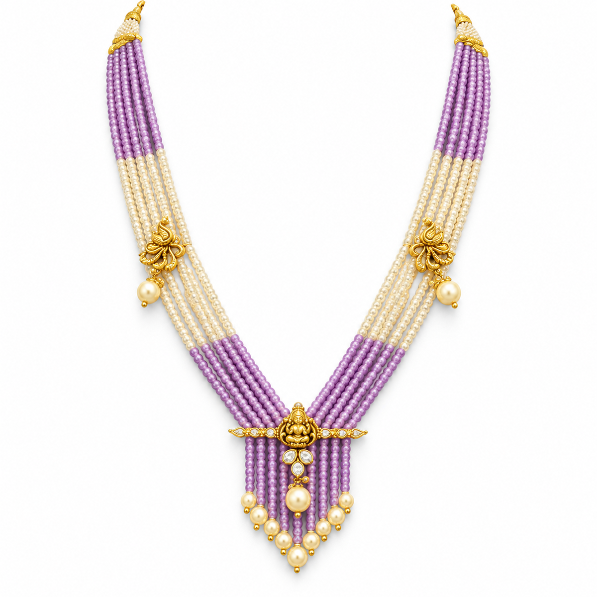 Lavender Majesty 22KT Gold Temple Beaded Necklace