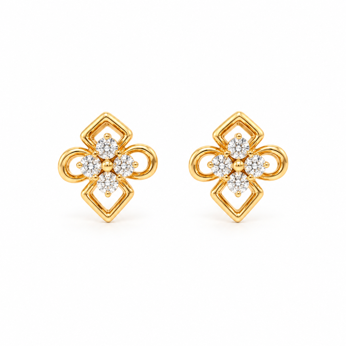 Little Blossom 14KT Gold Diamond Stud Earrings
