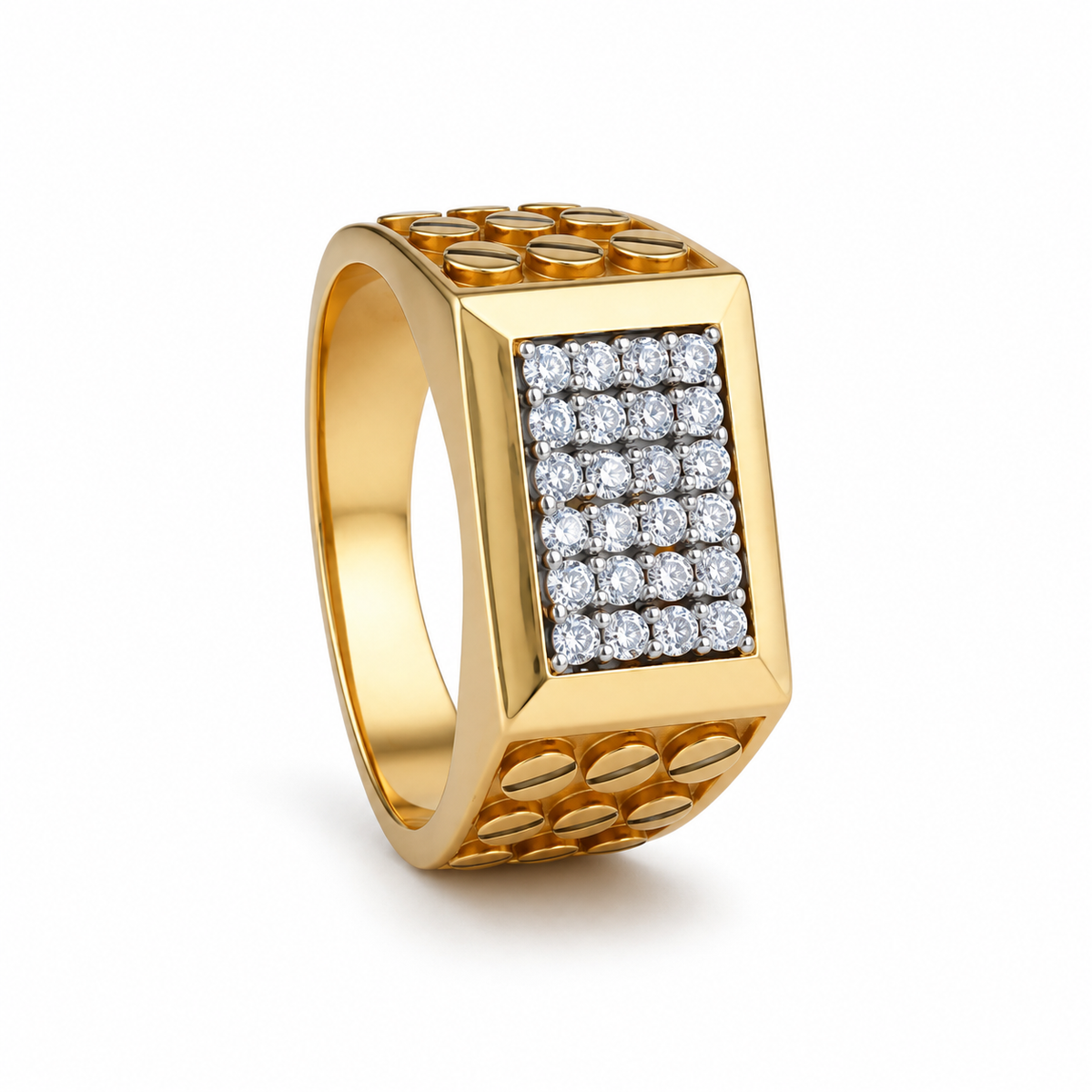 Luxe Grid 22KT Gold Signet Ring