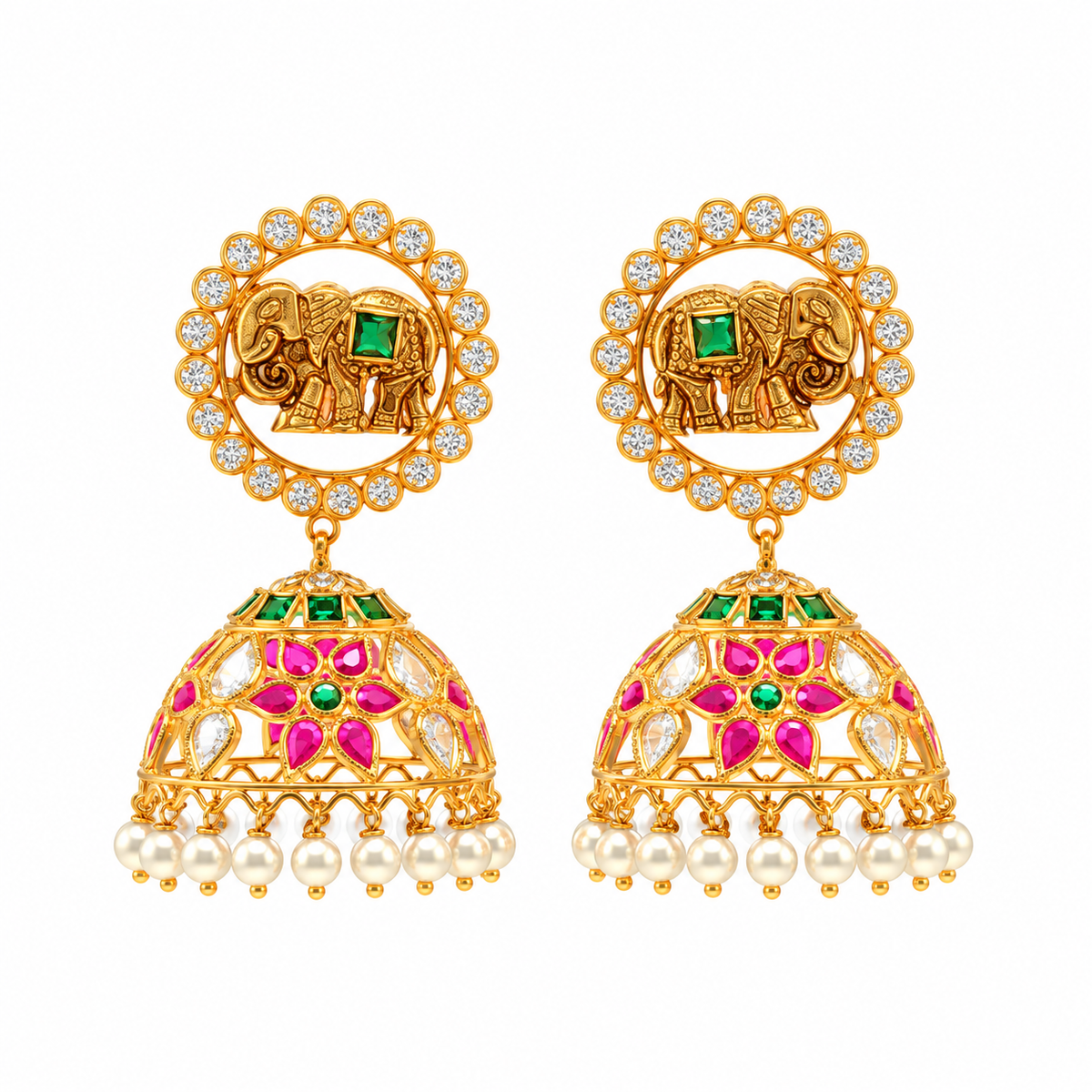 Maitreyi 22KT Gold Antique Jhumka Earrings