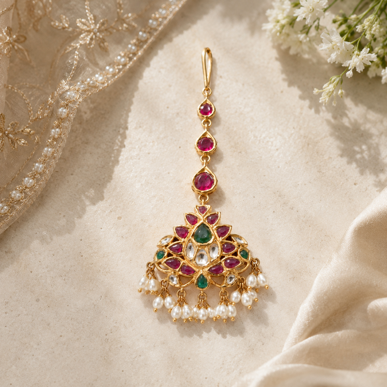 Malini 22KT Gold Kundan Maang Tikka