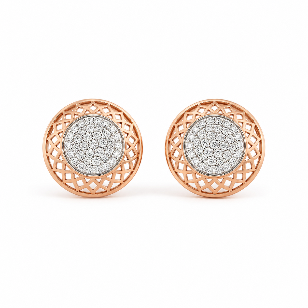 Mandala 18KT Gold Diamond Stud Earrings