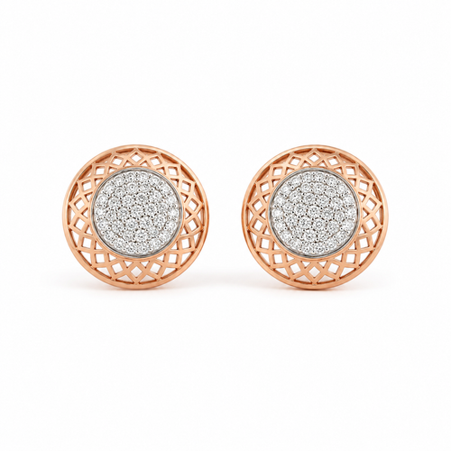 Mandala 18KT Gold Diamond Stud Earrings