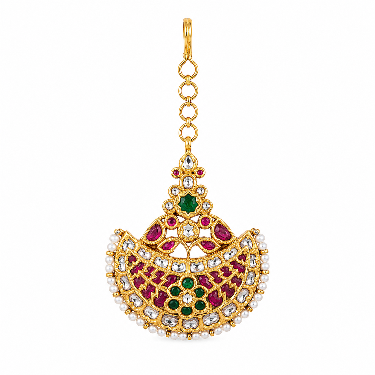 Manikya 22KT Gold Kundan Maang Tikka