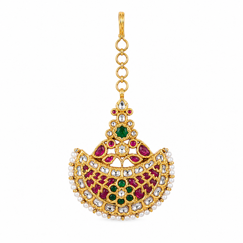 Manikya 22KT Gold Kundan Maang Tikka