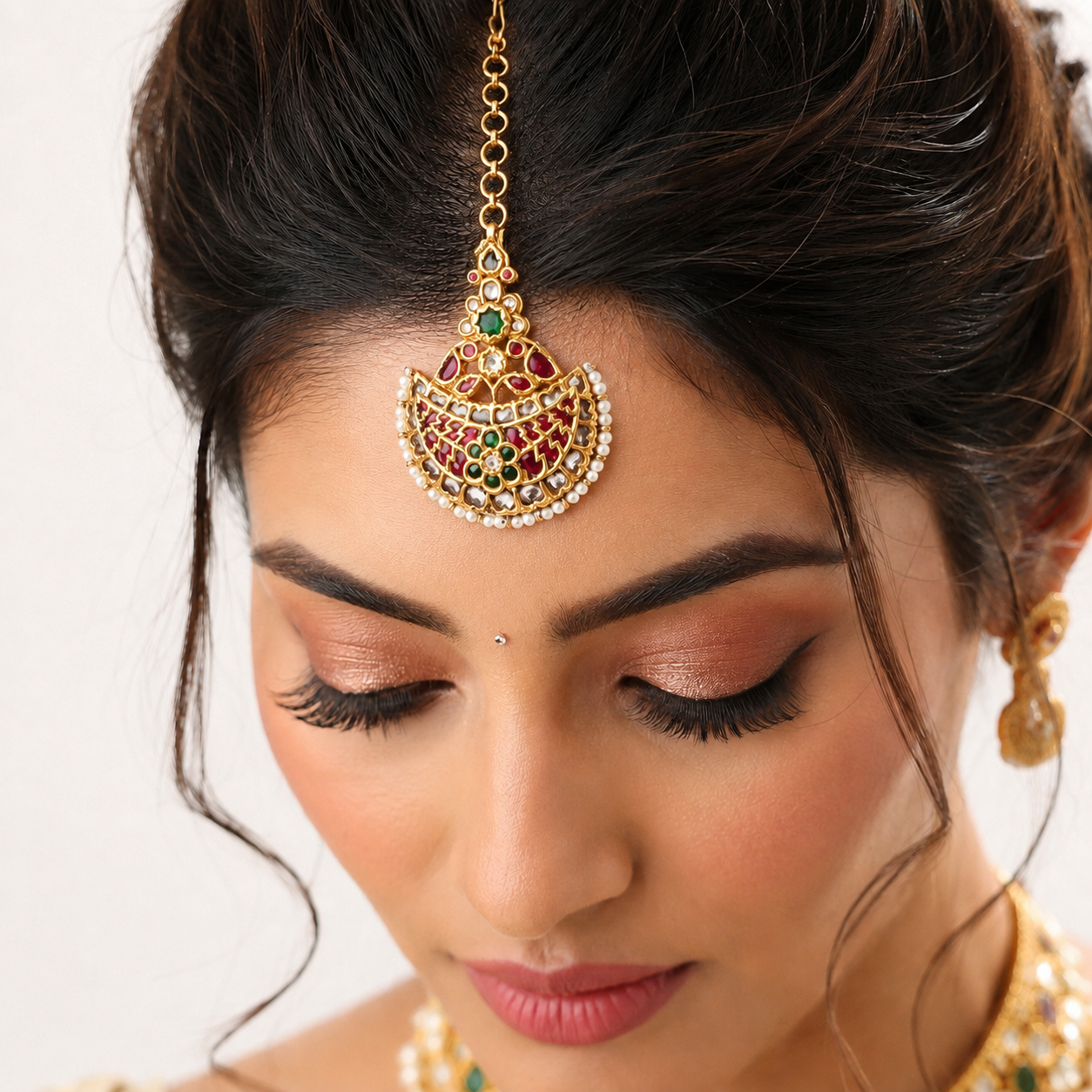 Manikya 22KT Gold Kundan Maang Tikka