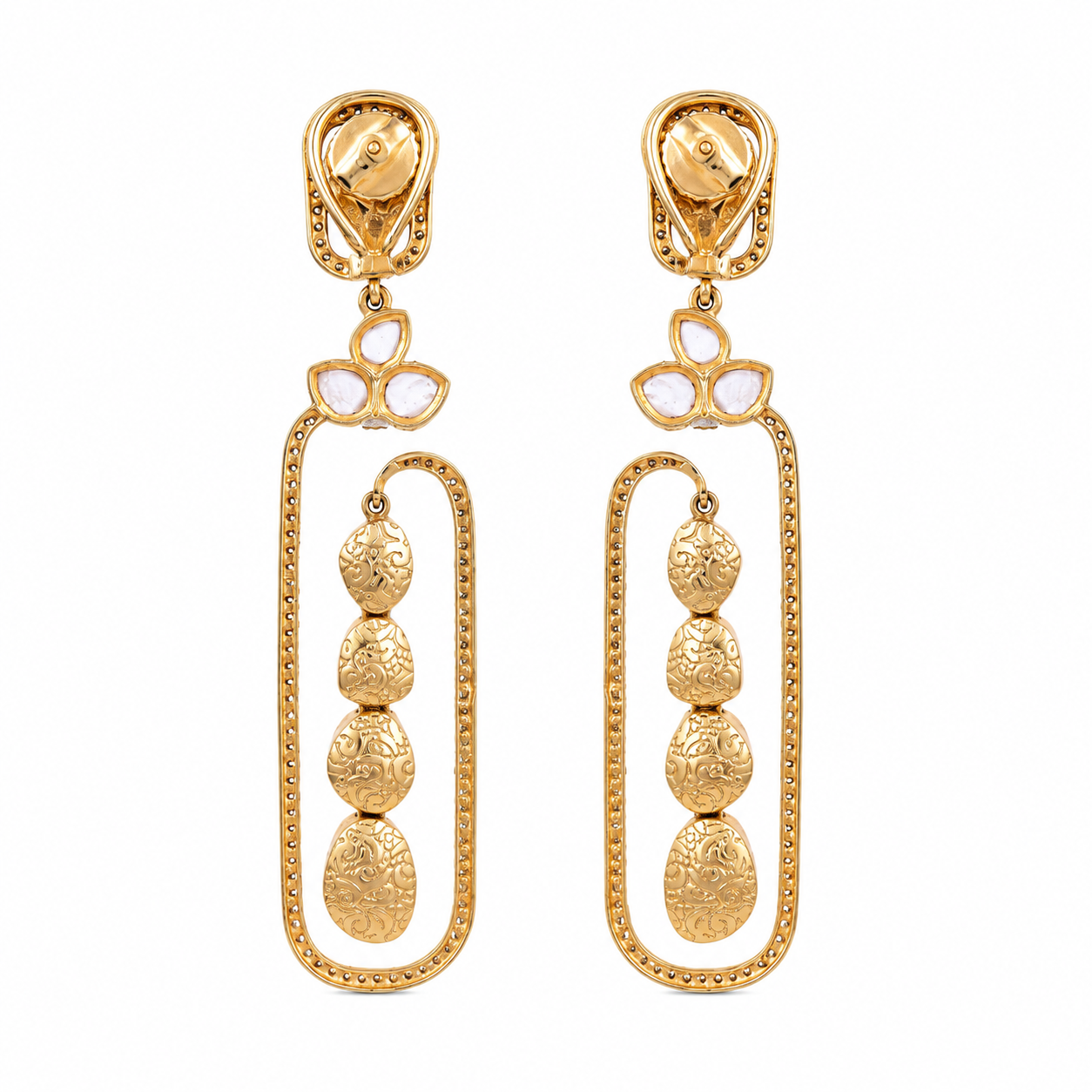 Meena Polki 14KT Gold Diamond Dangle Earrings