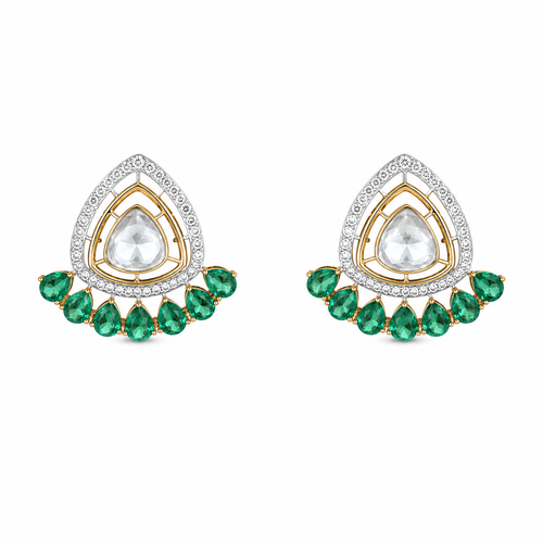Meher 18KT Gold Polki Diamond Stud Earrings