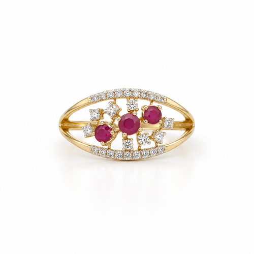 Mila Cluster 14KT Gold Diamond Ring