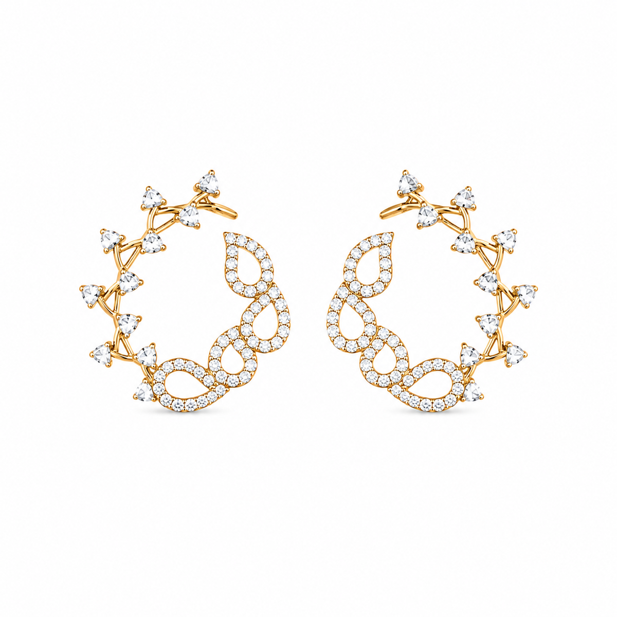 Mini Petal 18KT Gold Diamond Stud Earrings
