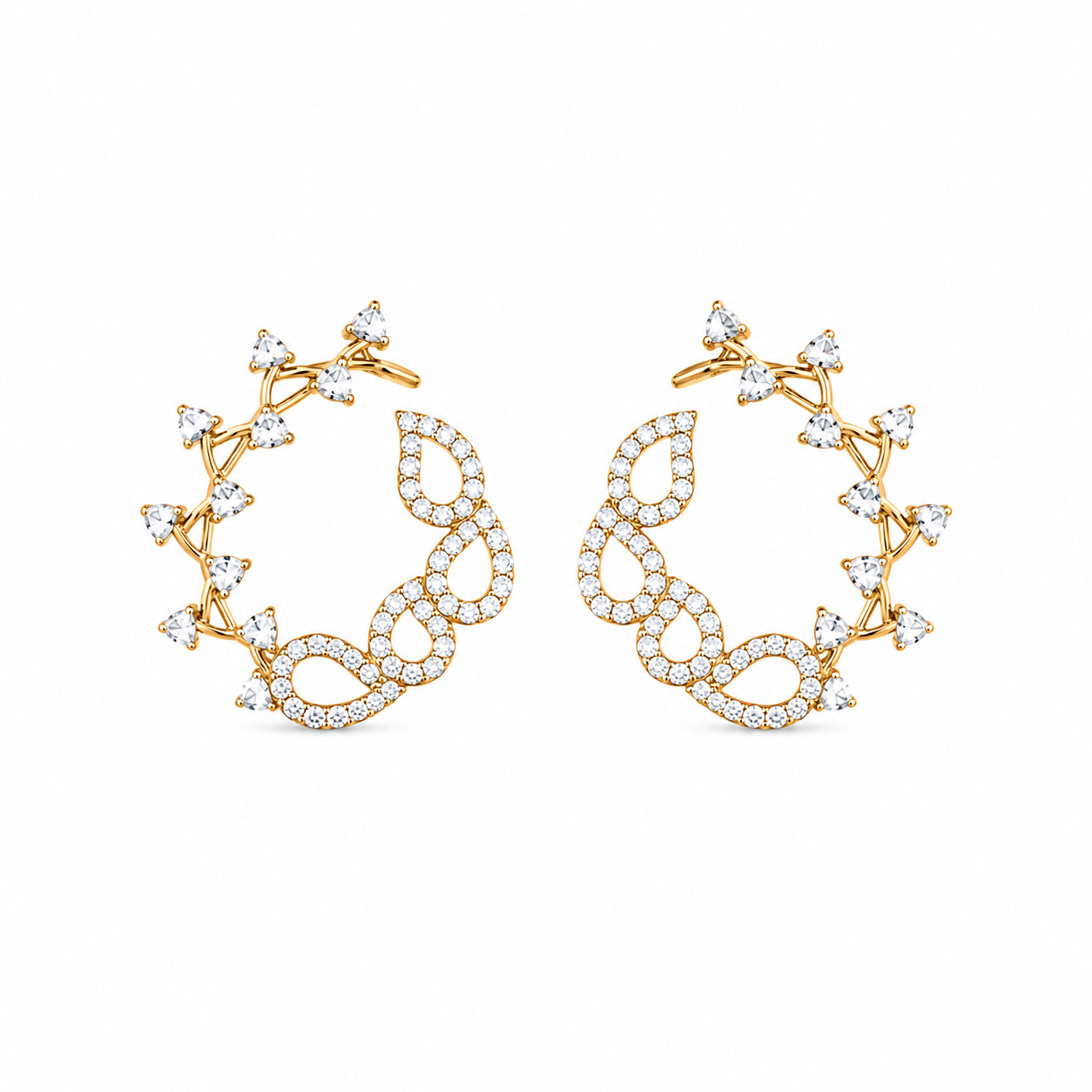 Mini Petal 18KT Gold Diamond Stud Earrings