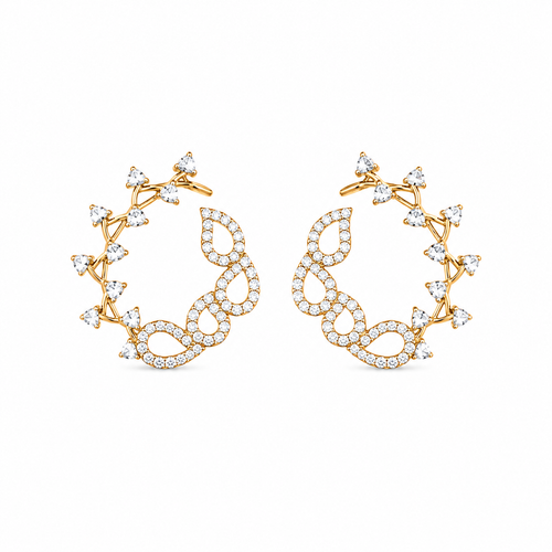 Mini Petal 18KT Gold Diamond Stud Earrings