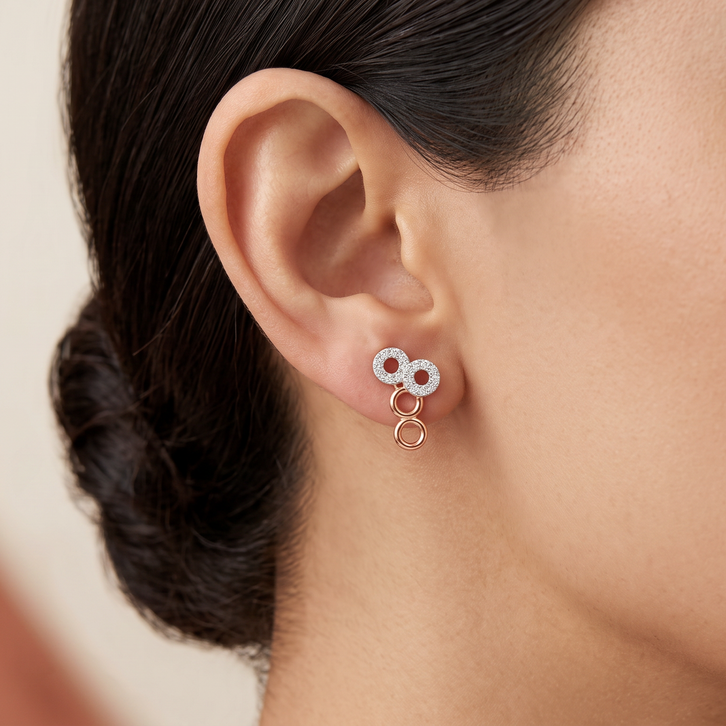 Mini Circlet 18KT Gold Diamond Stud Earrings