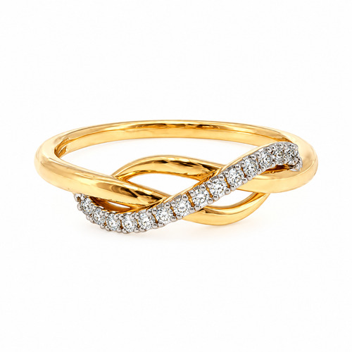 Minimal Twist 14KT Gold Diamond Pave Ring