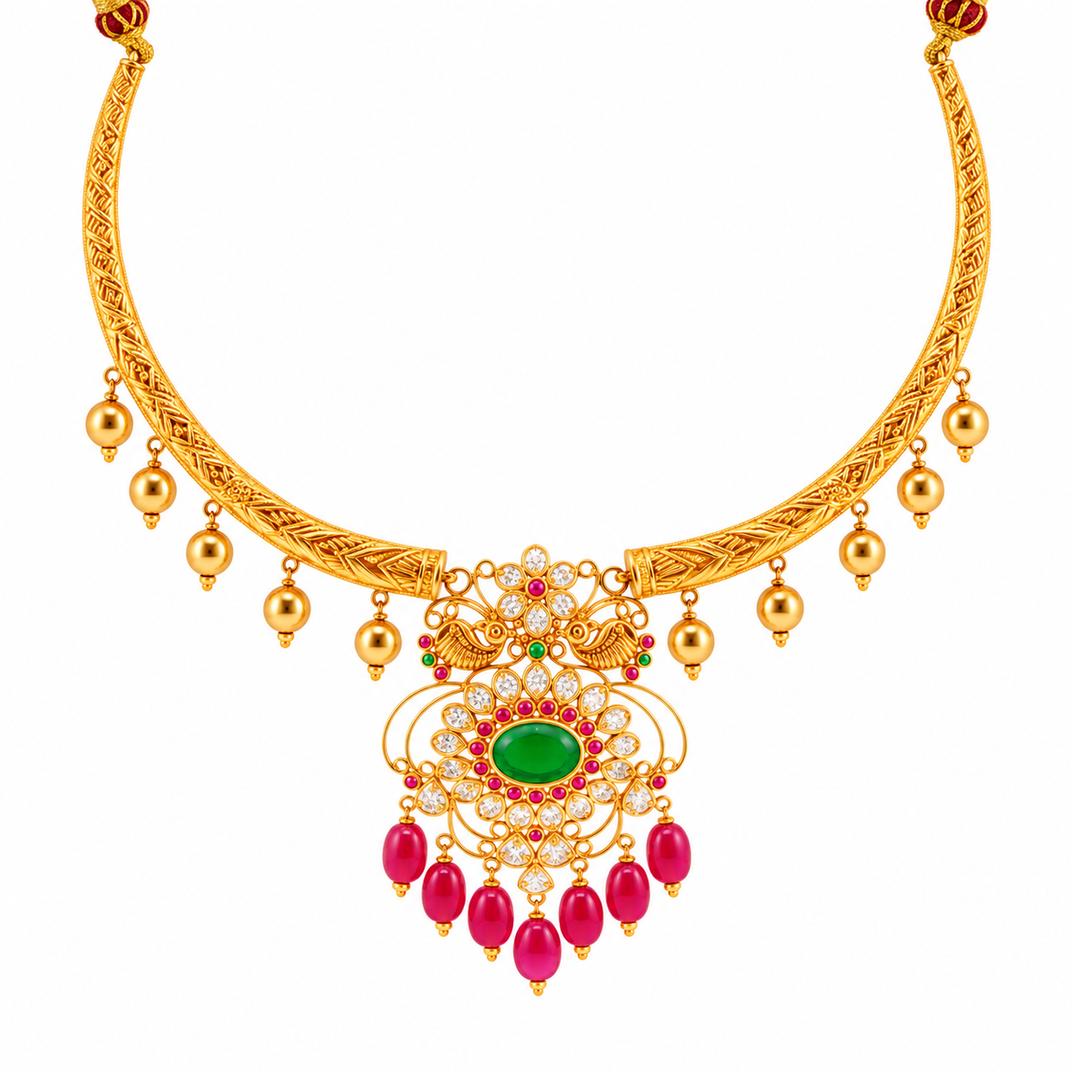 Mrinalini 22KT Gold Antique Kanti Necklace