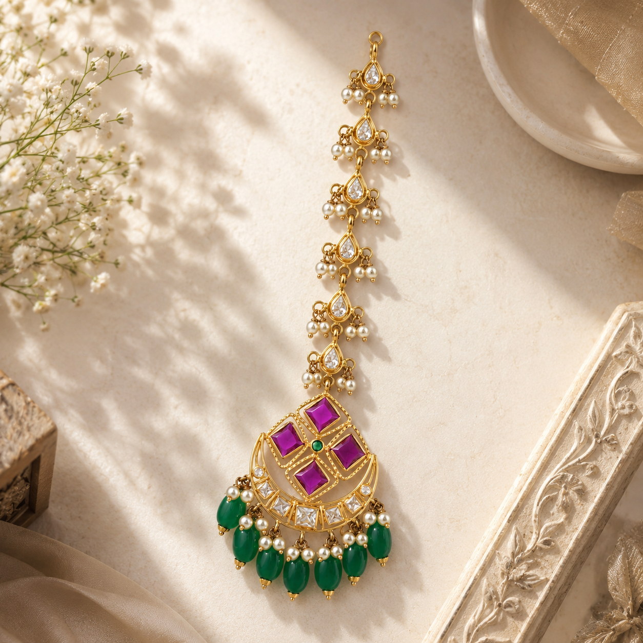 Navya 22KT Gold Maang Tikka