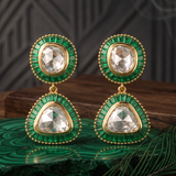 Navya Polki 14KT Gold Diamond Dangle Earrings