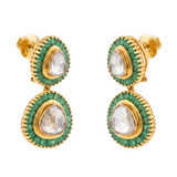 Navya Polki 14KT Gold Diamond Dangle Earrings