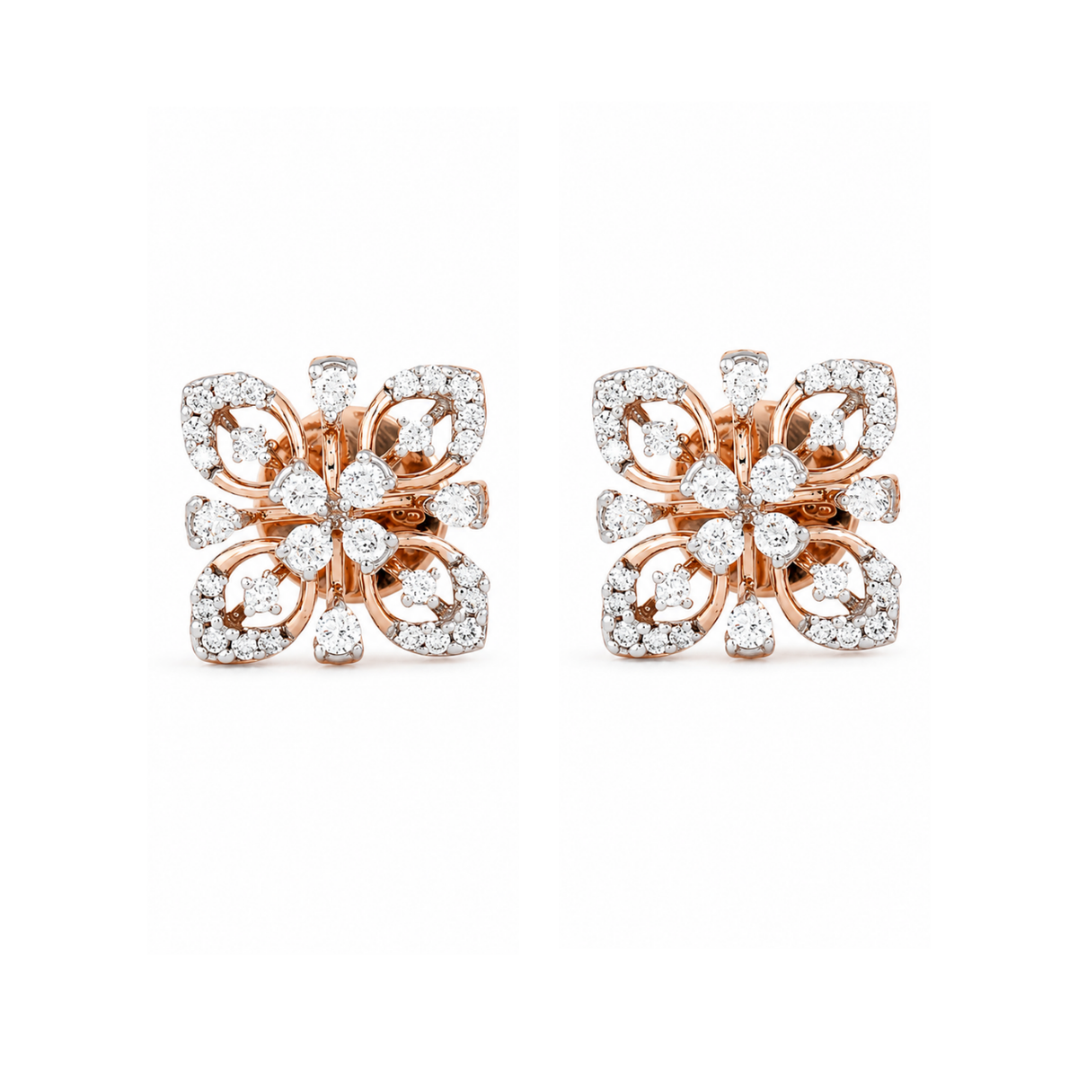 Nyla Bloom 18KT Gold Diamond Stud Earrings