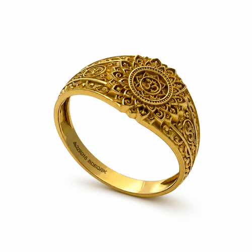 Om Floral Mandala 22KT Gold Ring