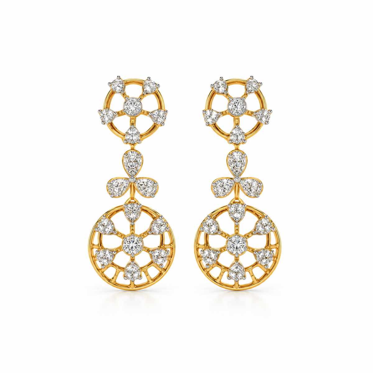 Orb Brilliance 14KT Gold Diamond Drop Earrings
