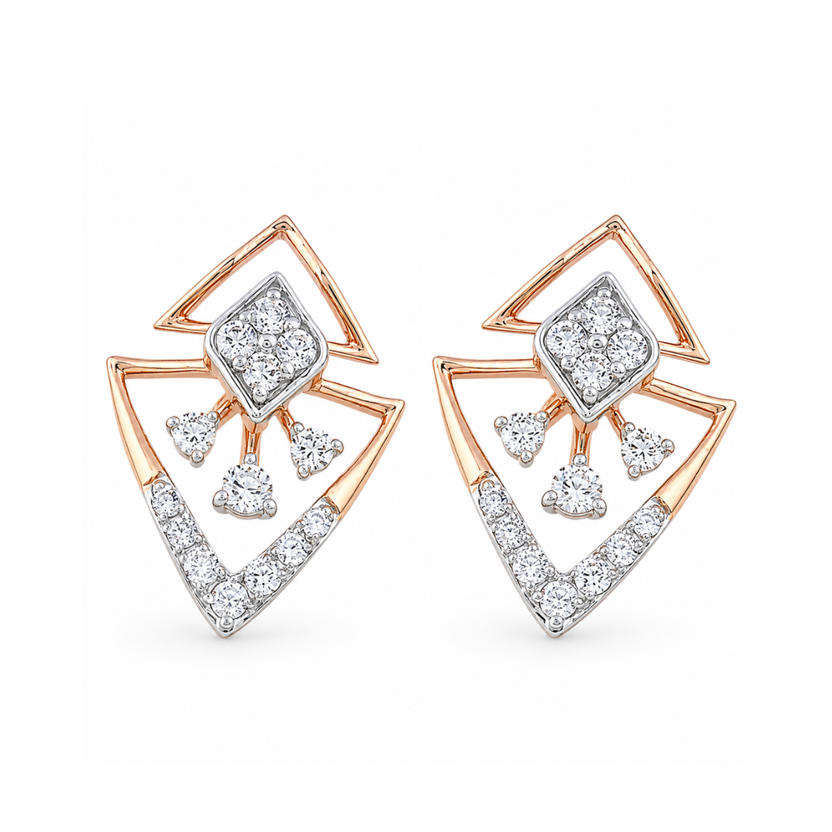 Oria Geometric 18KT Gold Diamond Stud Earrings