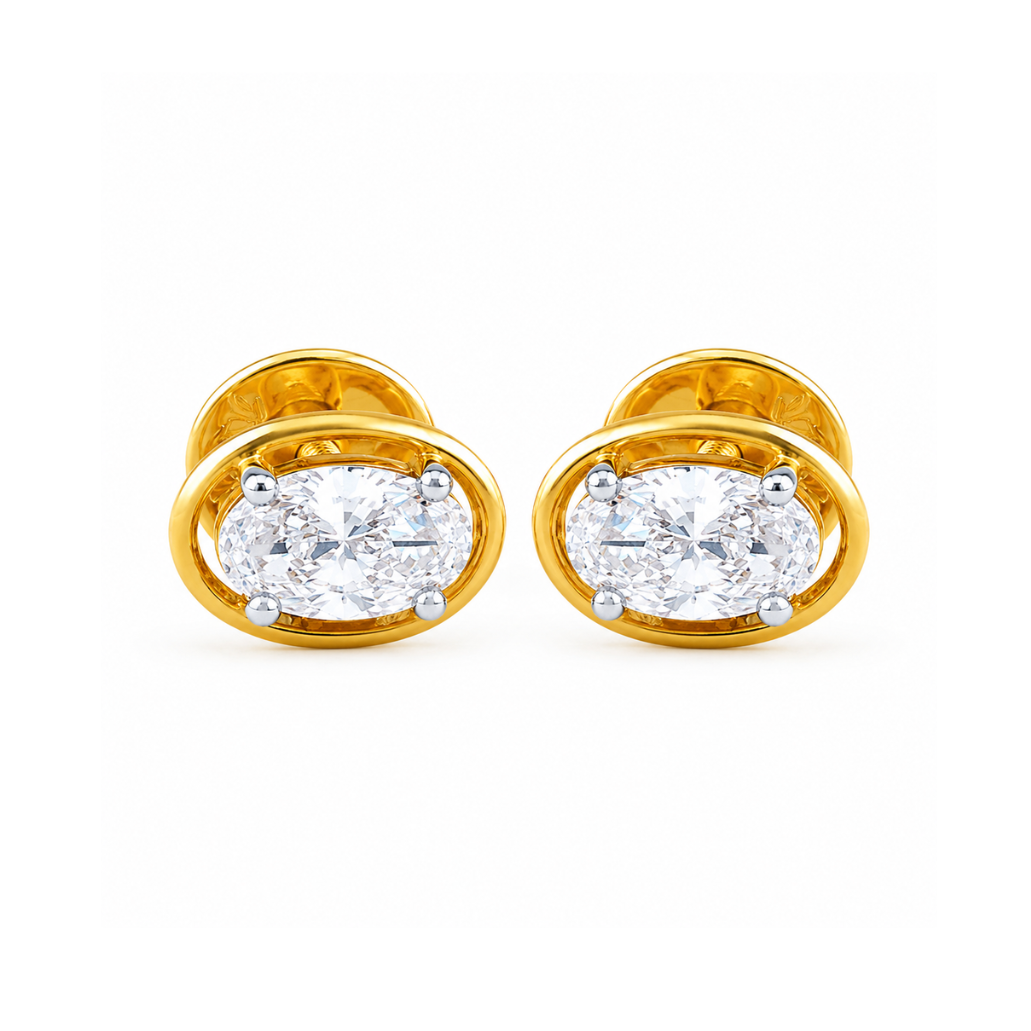 Oval Frame Lab Grown Diamond Stud Earrings