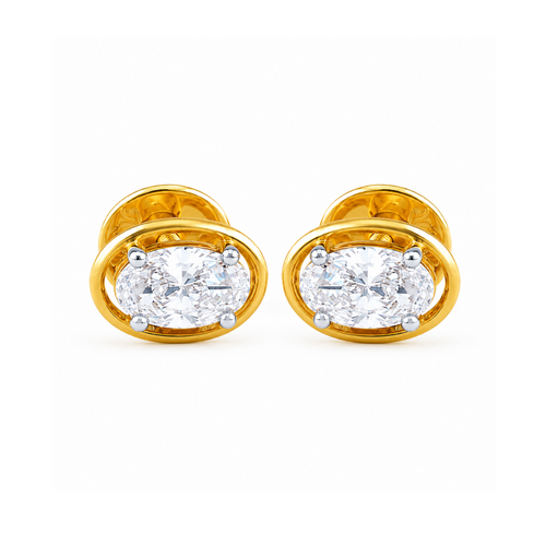 Oval Frame Lab Grown Diamond Stud Earrings