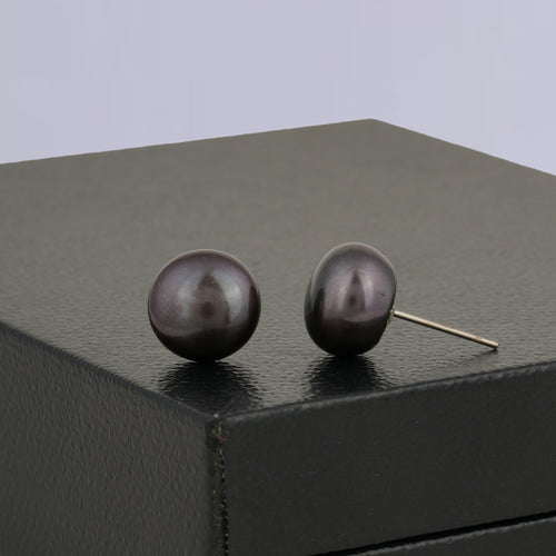 Subtle Black Pearl Stud Earrings