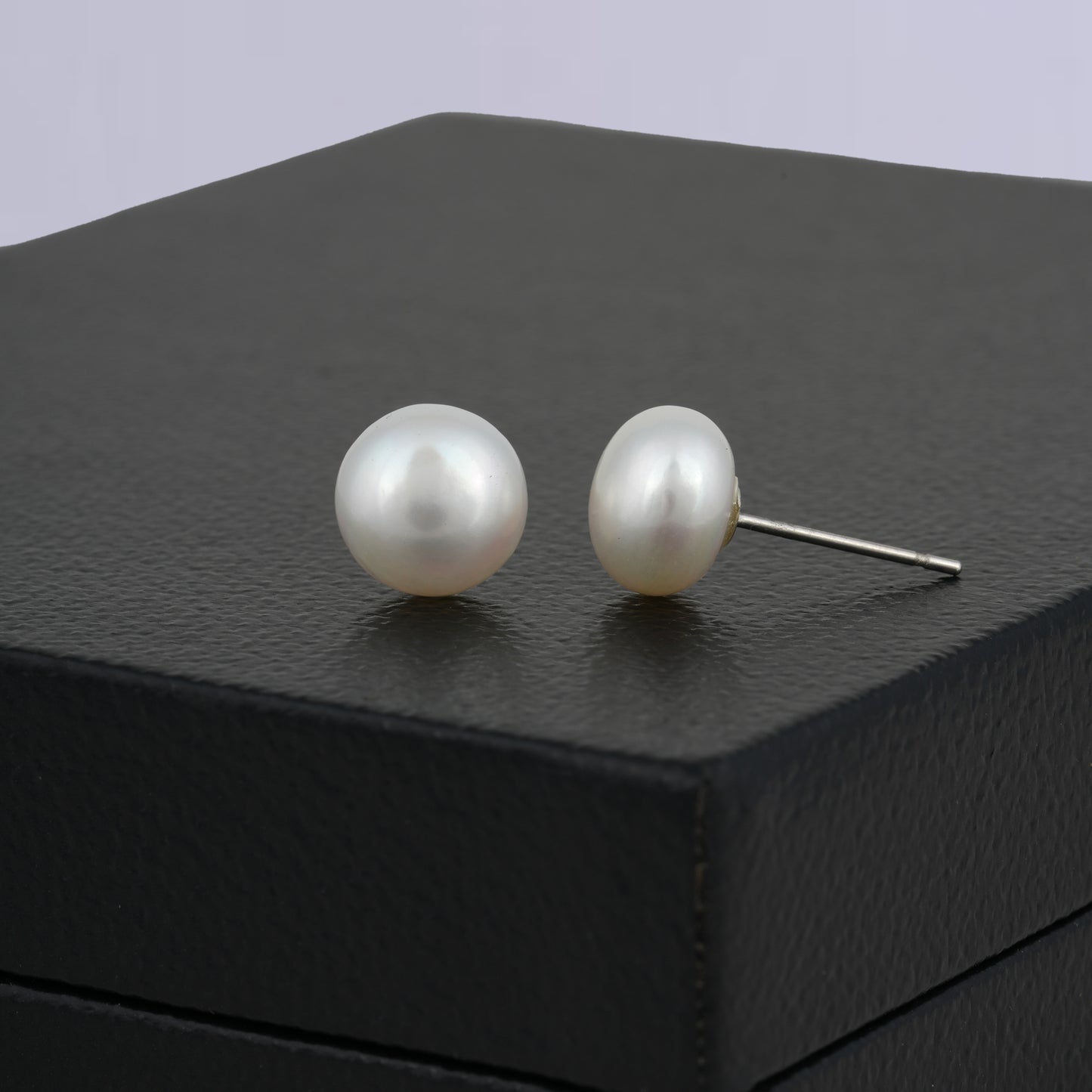 Glowing White Pearl Stud Earrings