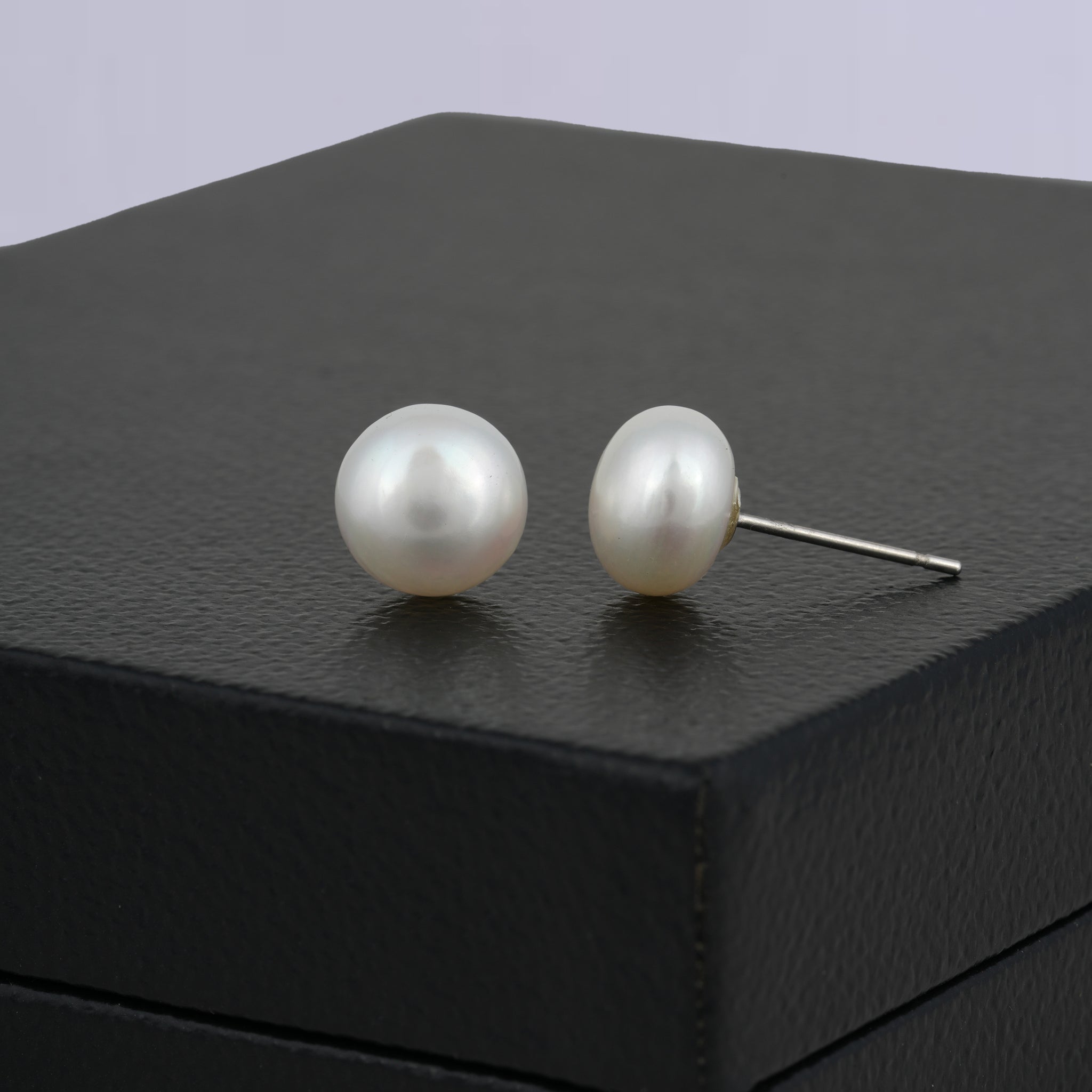 Glowing White Pearl Stud Earrings