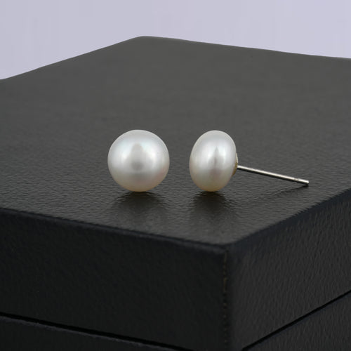 Glowing White Pearl Stud Earrings